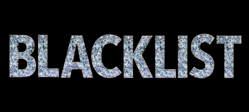 Word BLACKLIST by marble pattern style font