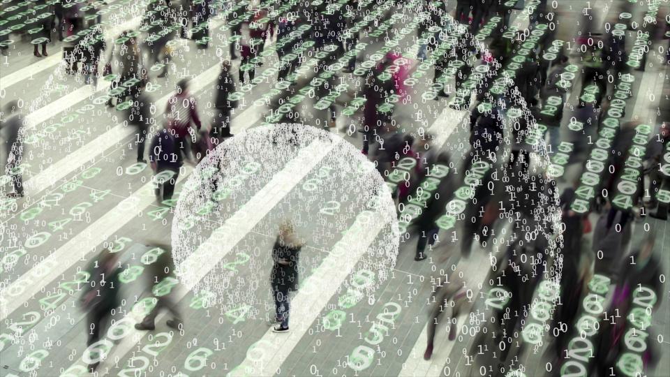 Mobile device sending out data.