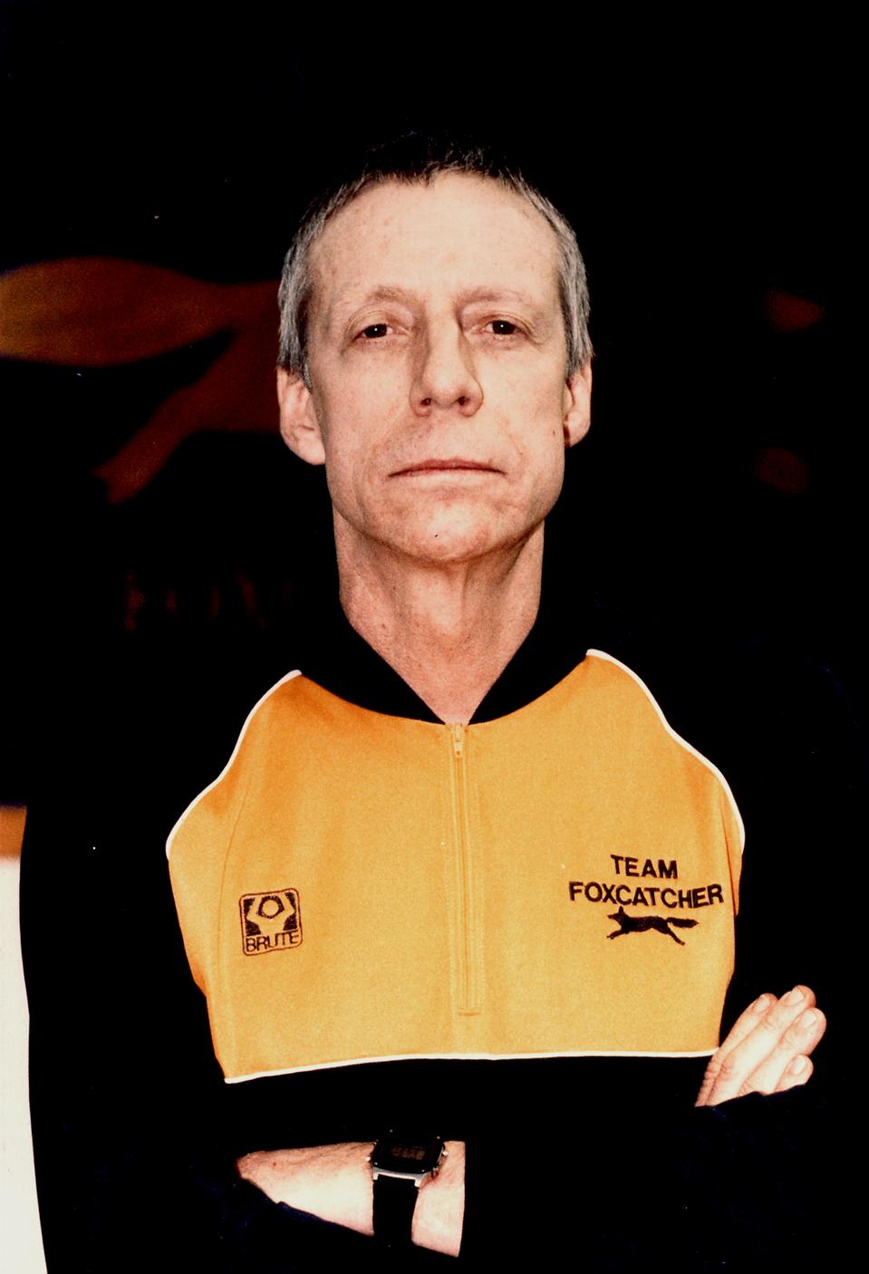 John E du Pont in Team Foxcatcher warm up suit
