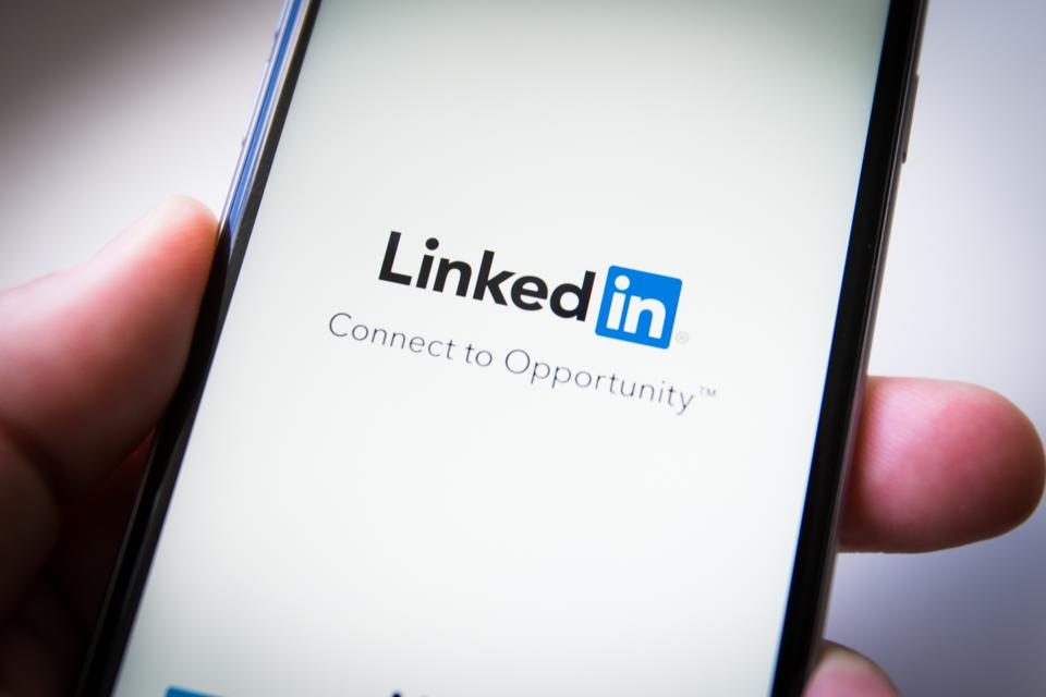 cell phone showing the LinkedIn app