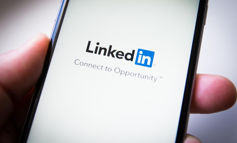 cell phone showing the LinkedIn app