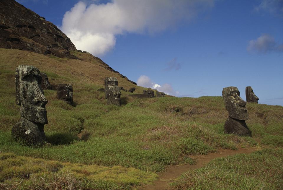 Moai near Rano Raraku volcano