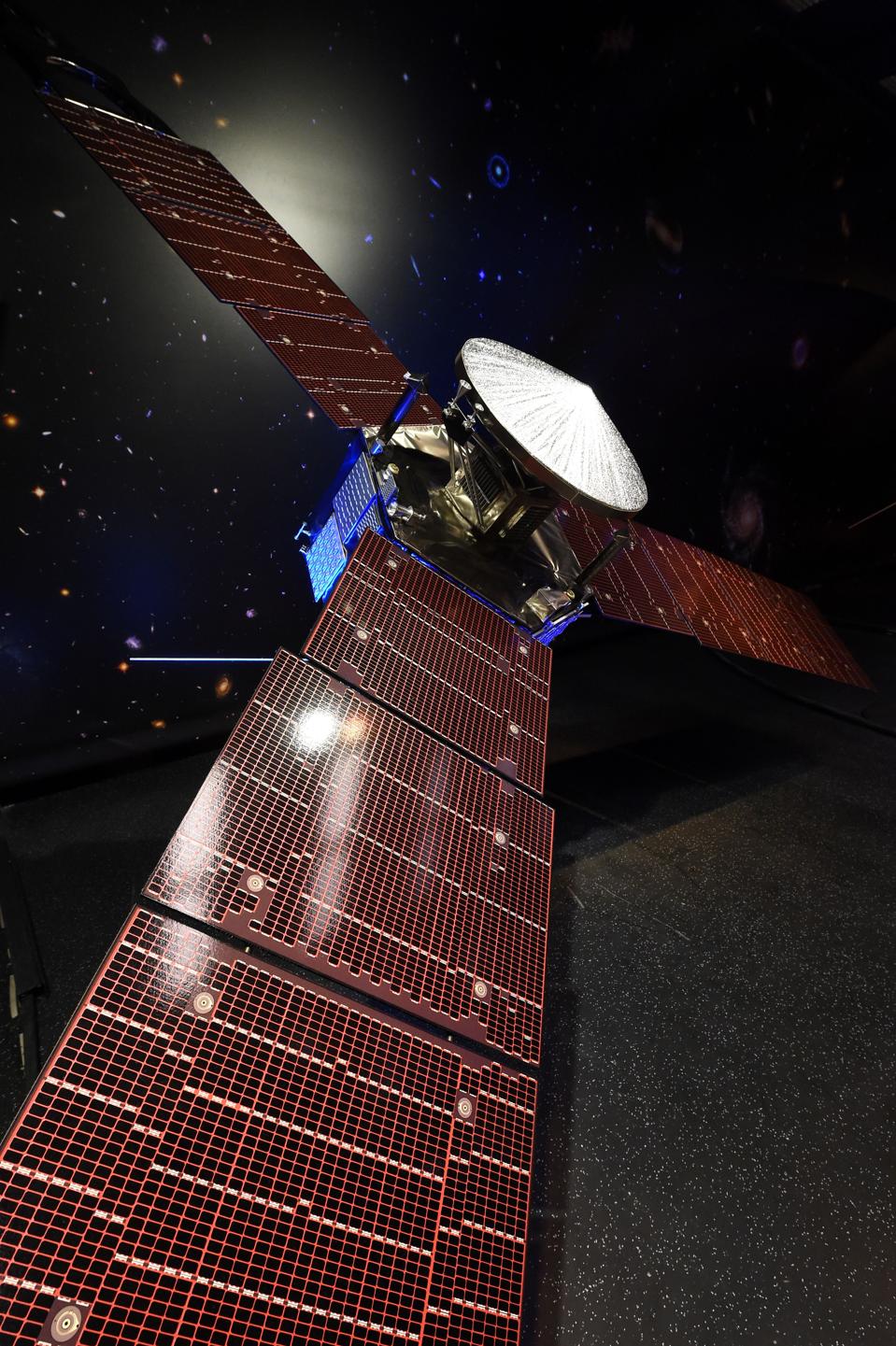 A 1/5th size scale model of NASA's Juno spacecraft.