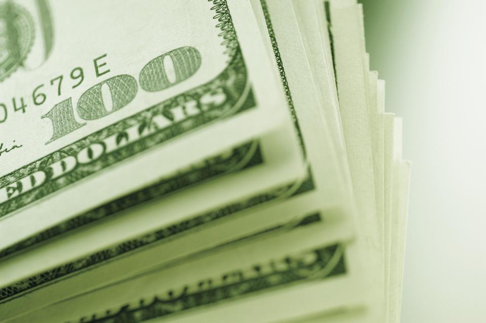 Stack of United States one hundred dollar bills