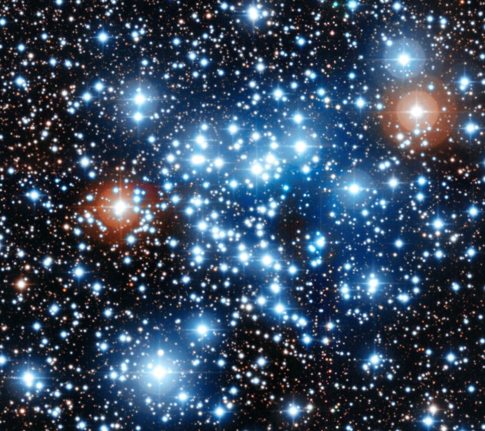 Stars form in a wide variety of sizes, colors and masses, including bright, blue ones.