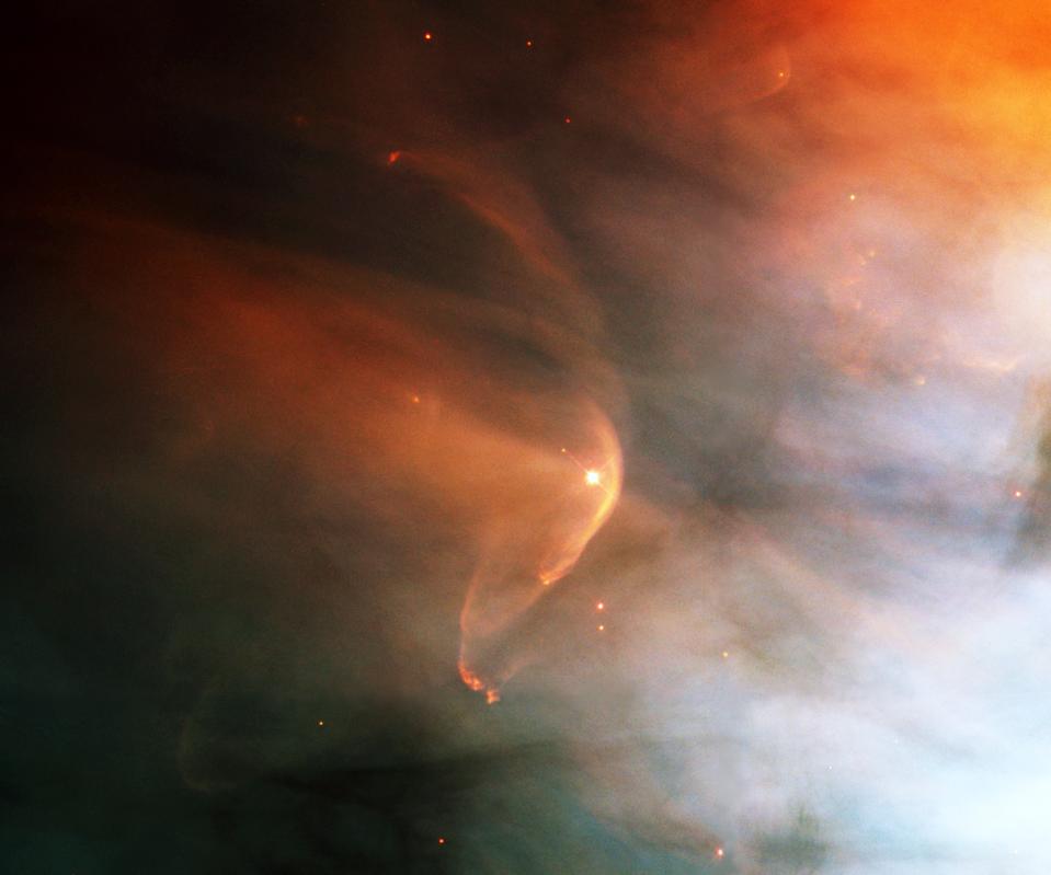 The runaway star LL Orionis in the Orion Nebula.