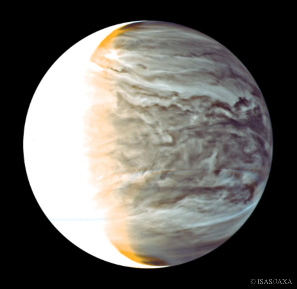 An infrared view of Venus' night side, by the Akatsuki spacecraft.