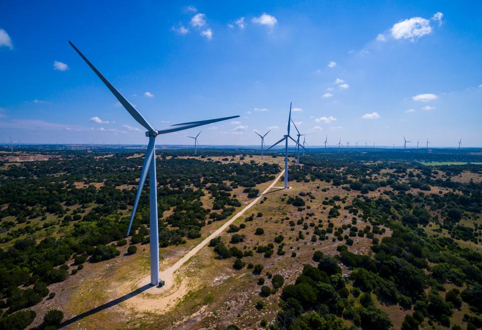 Amazing Aerial Wind Turbine Farm Goldthwaite Texas