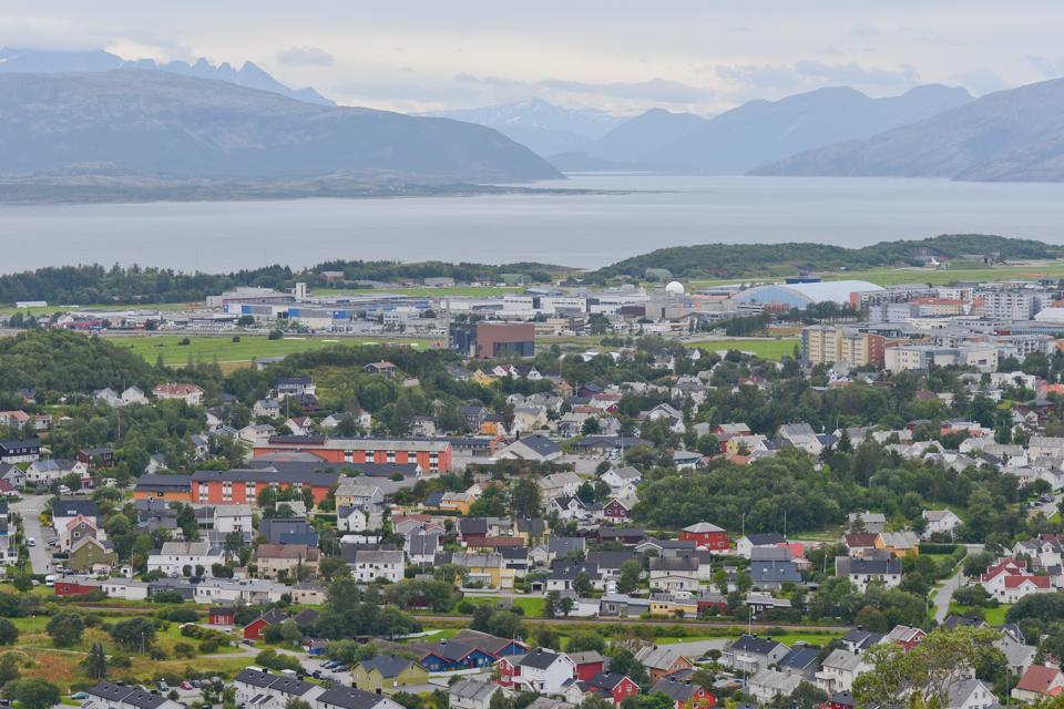 An aerial view of Bodø, Norway