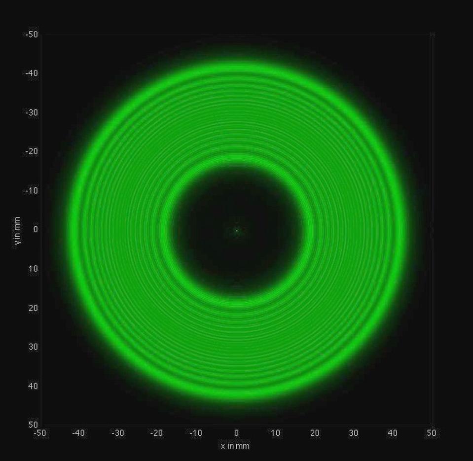 A theoretical prediction of light would look like bent around a spherical, opaque object.