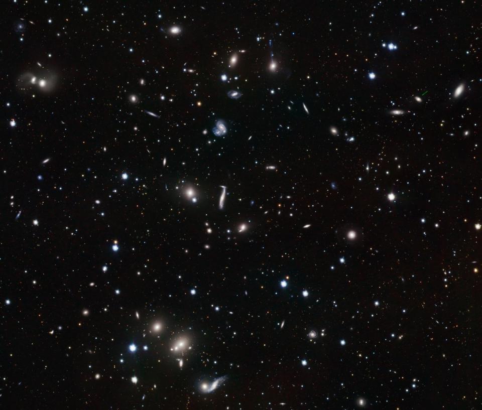 The Hercules galaxy cluster showcases a great concentration of galaxies.