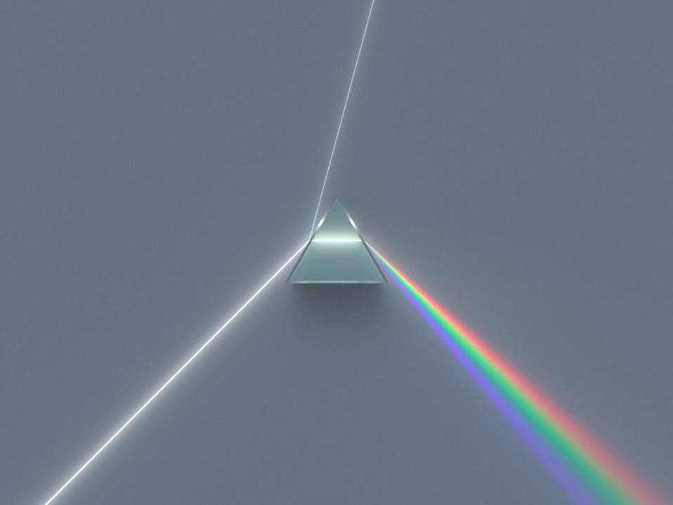 Luce che passa da un mezzo trascurabile attraverso un mezzo denso, esibendo rifrazione.