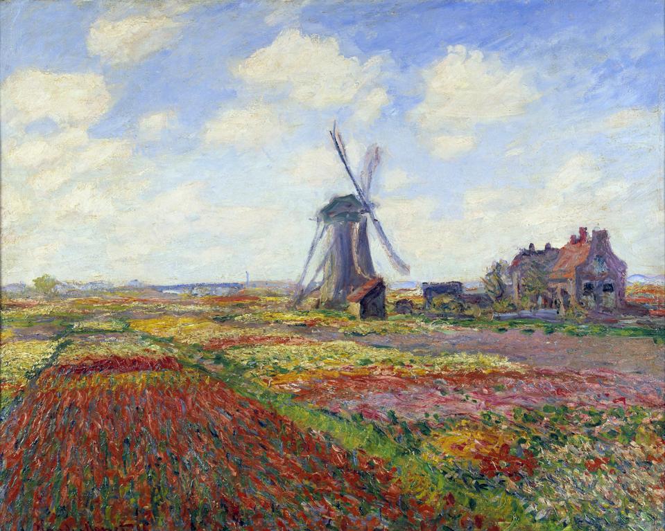 tulipánová pole v Holandsku Claude Monet
