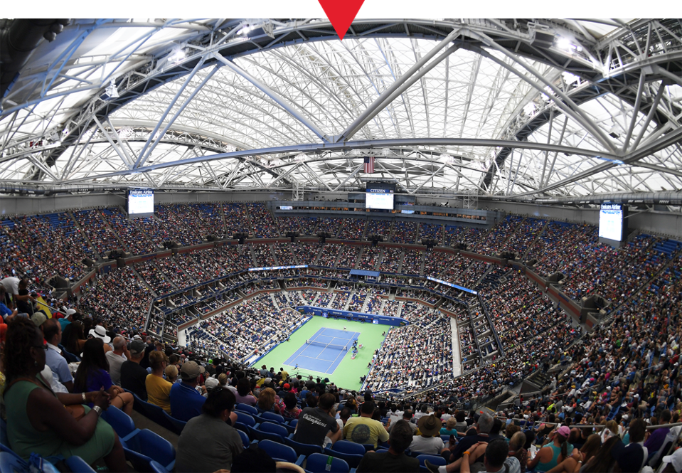 Ashe Stadium is now covered by a retractable roof that cost $150 million.