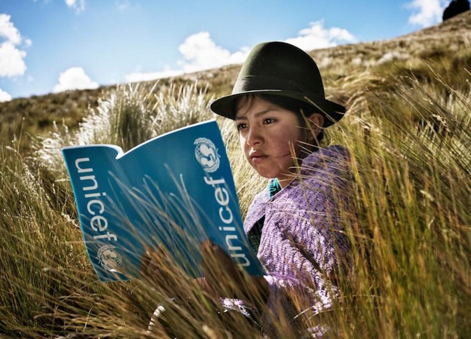 This little girl learned to read at a UNICEF-supported school in Zumbahua, Ecuador.