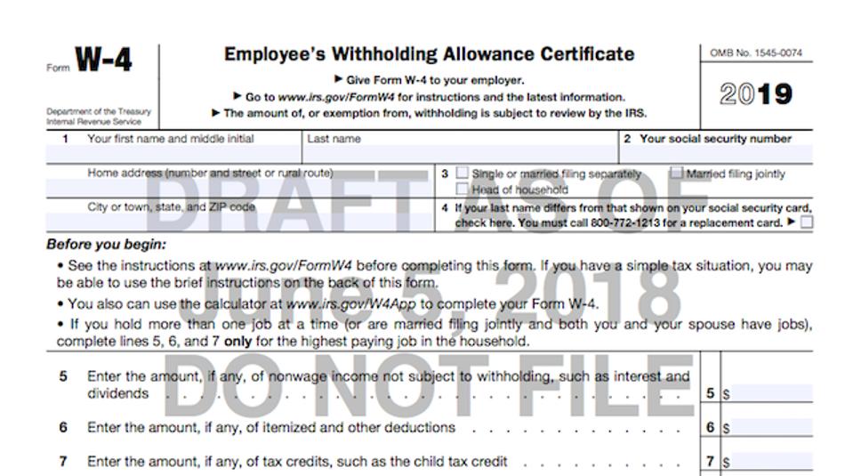 After Pushback Irs Will Hold Big Withholding Form Changes