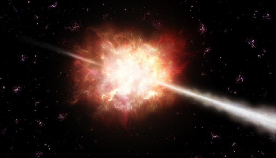 Illustration of the most distant gamma-ray burst ever detected, GRB 090423.