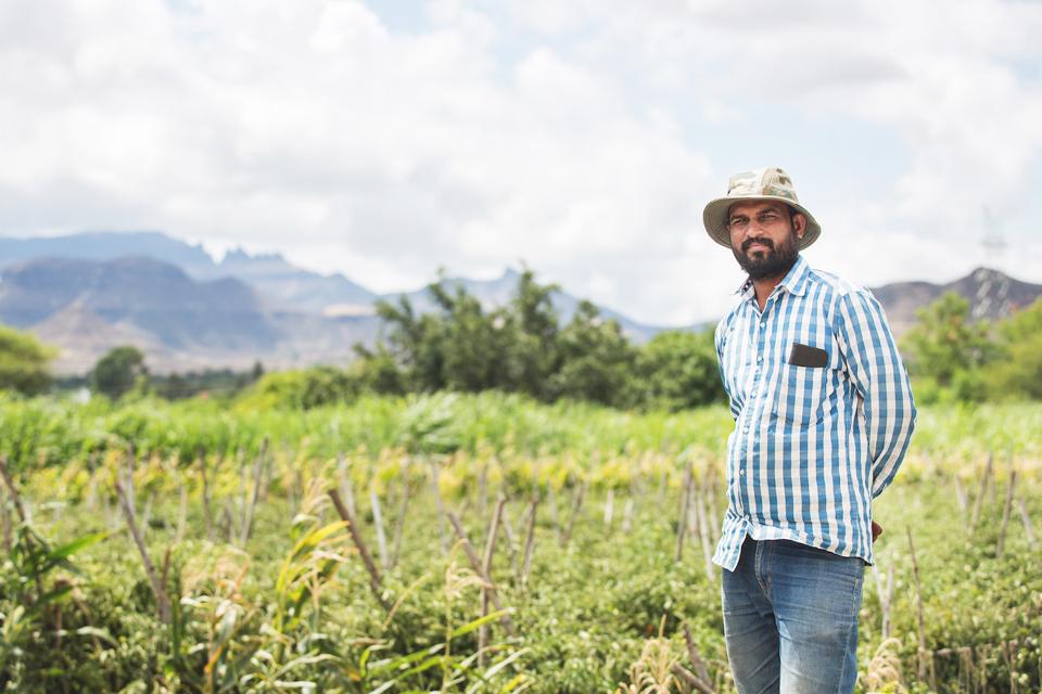 Sugarcane and tomato farmer Sandip Shinde, 34, uses the Plantix app to check his crops for diseases. His images are helping Peat build a bigger picture about the health of crops across India.