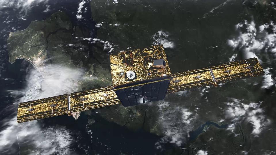 Artistic rendering of one of ICEYE's satellites in orbit.