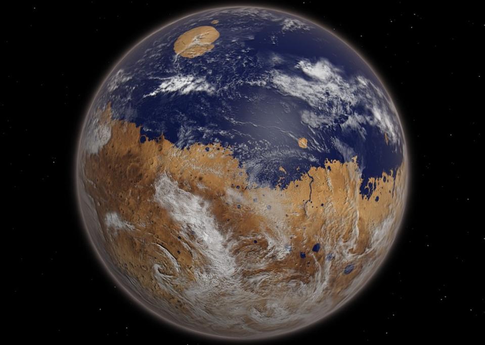 火星は約35億年前に登場し、大量の地表水を含んでいます。火星は今日、凍った赤い惑星として知られていますが、それは私たちが求めることができるすべての証拠を持っています。.. 太陽系の最初の約15億年の間続く水のような過去。 それは私たちの太陽系の歴史の最初の三分の一のために、それに生命を持っていたという点まで、地球のようなものだったかもしれませんか?