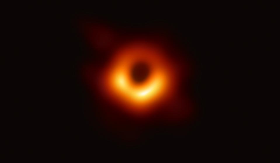 The first-ever image of a black hole's event horizon, produced by the EHT collaboration.