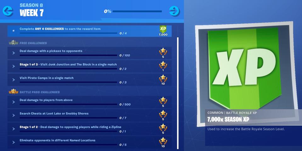 fortnite week 7 season 8 - week 7 challenges  week 7 challenges - fortnite week 7 season 8