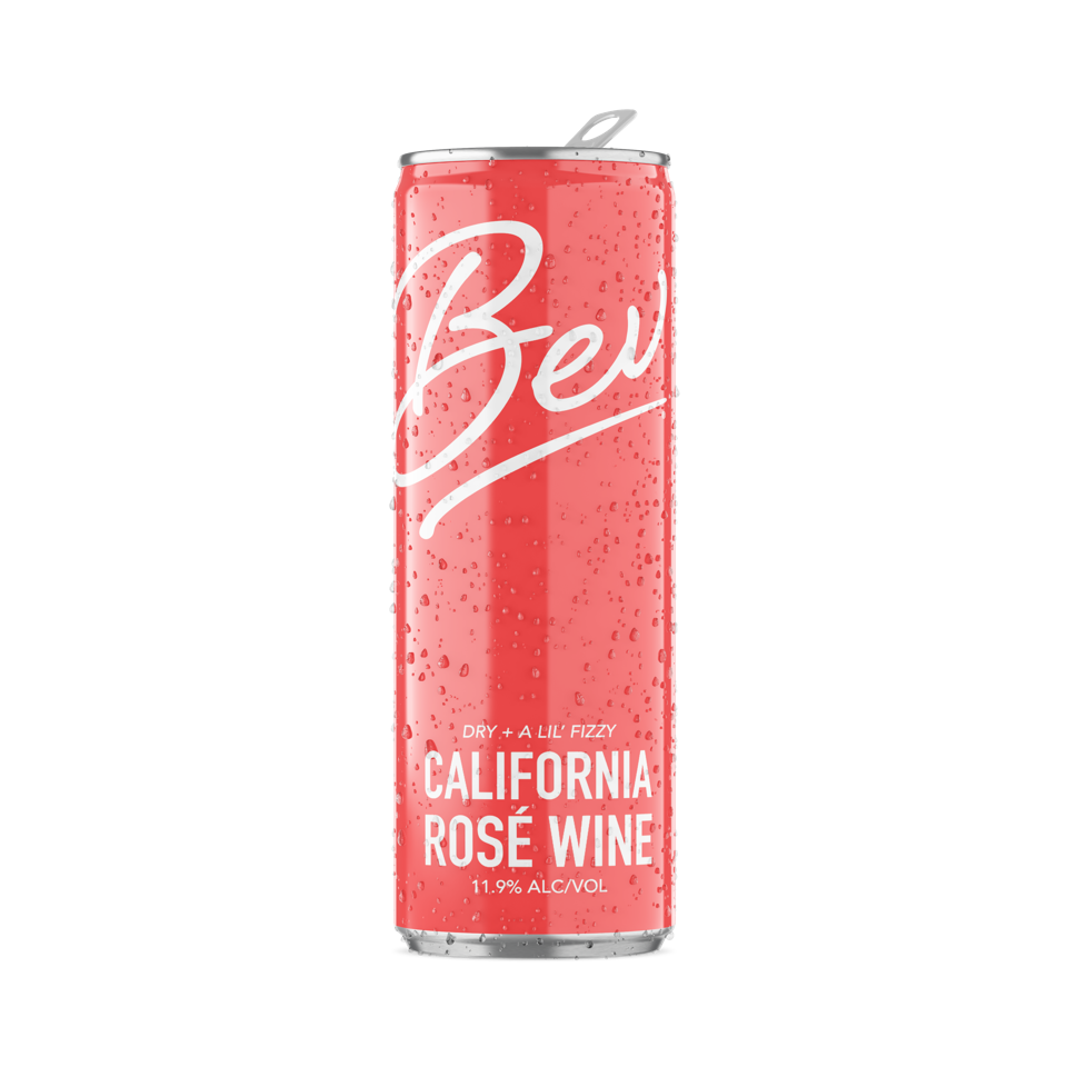 Cans of Bev's rose come with the slogan