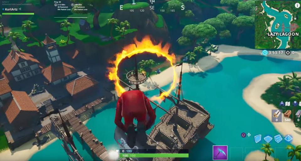 Fortnite Challenge Where To Launch Through Flaming Hoops With A - fortnite challenge where to launch through flaming hoops with a cannon location map