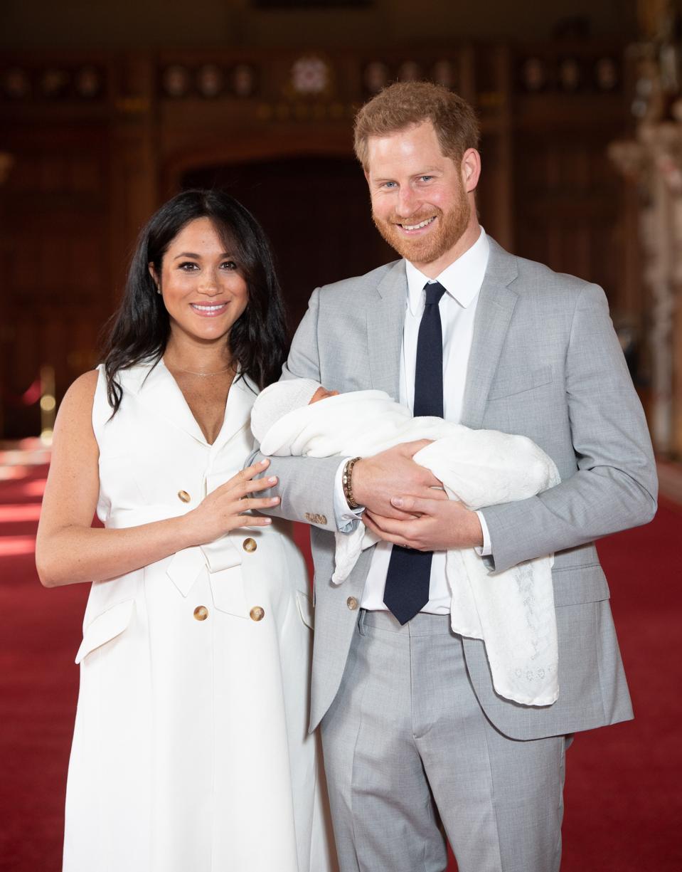 The Duke & Duchess Of Sussex Pose With Their Newborn Son