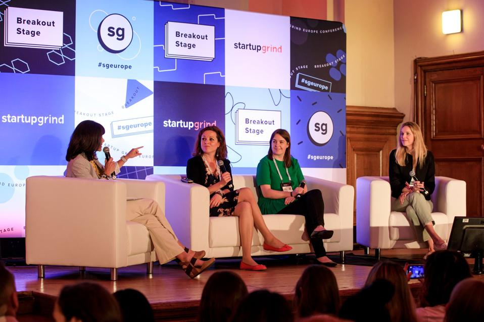 Startup owners take the stage at the Startup Grind Europe.