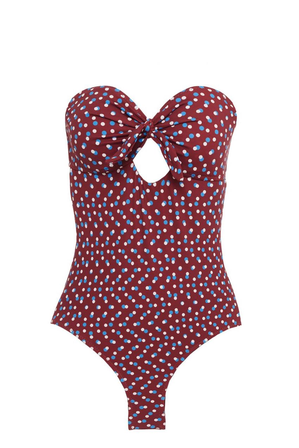 Red swimsuit with polka dots