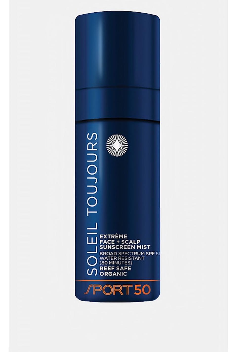 SOLEIL TOUJOURS Orgânica Extrema Rosto e couro Cabeludo Protetor solar Névoa SPF 50 ESPORTE