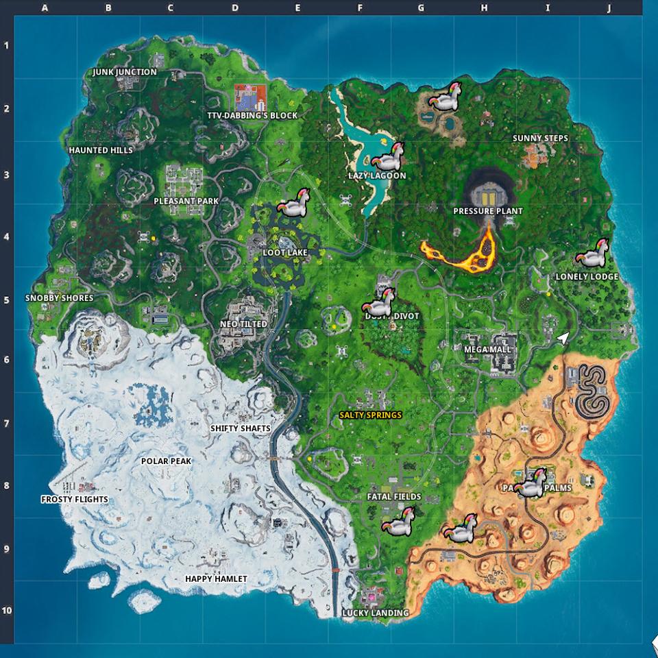 Fortnite Unicorn Floaties Locations Where To Search Unicorns At