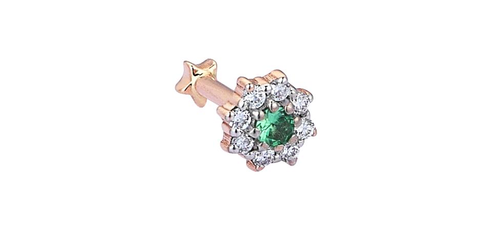 diamond and emerald earring