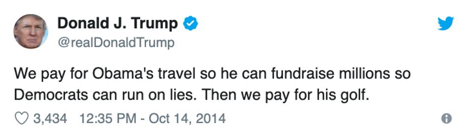 Trump tweet about Obama golfing