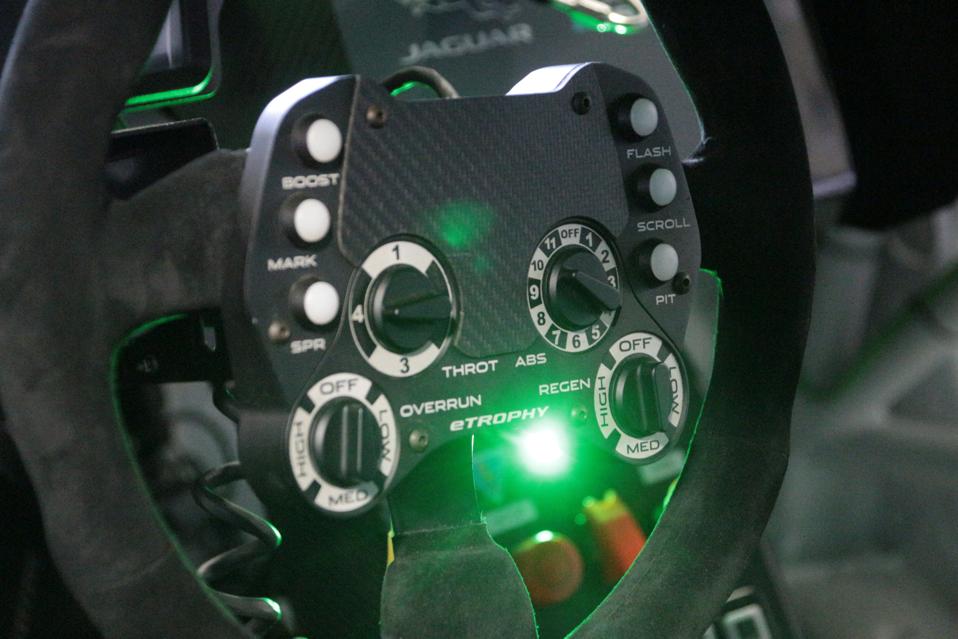 Jaguar i-Pace e-Trophy electric race car steering wheel