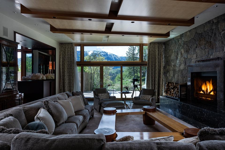 Living room with fireplace