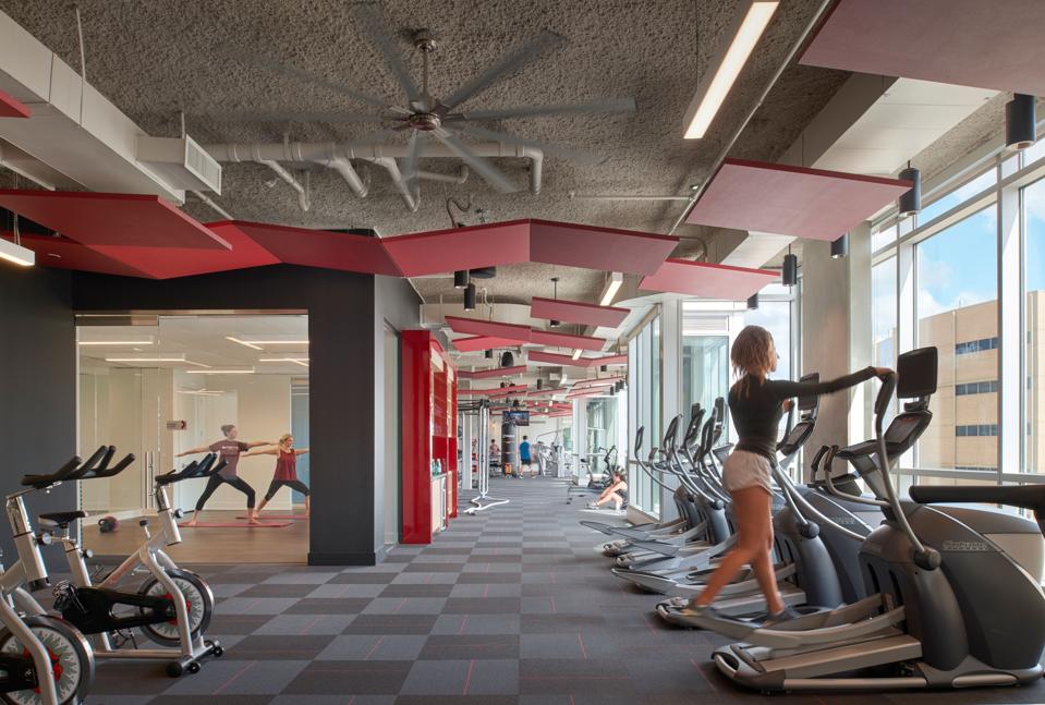 Gensler Aspire Texas A&M student housing fitness center.