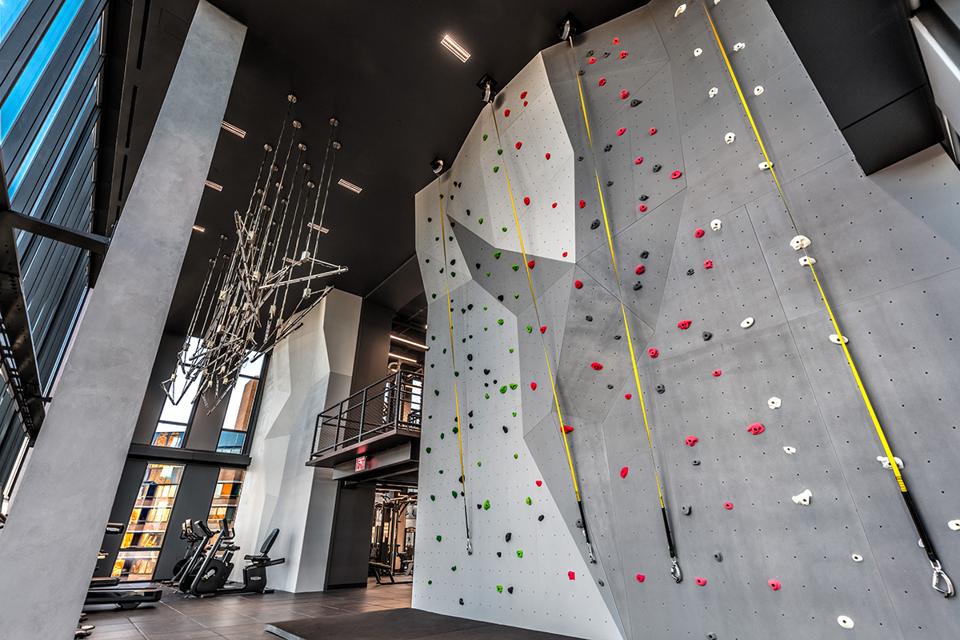 A climbing wall.