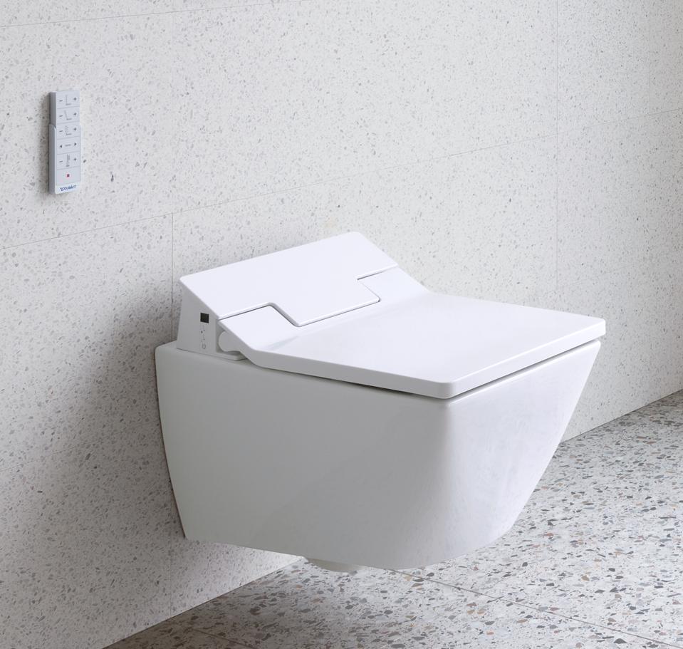 Wall-mount toilet with bidet seat from Duravit