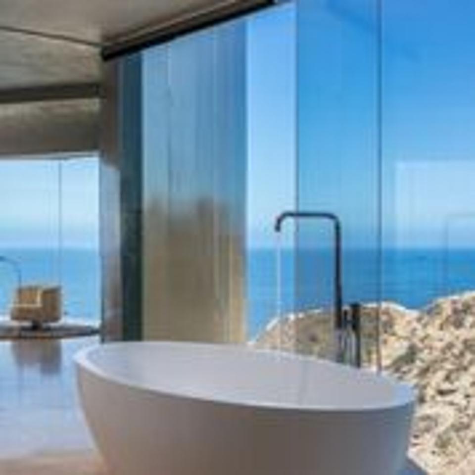 A bathroom at the Razor House