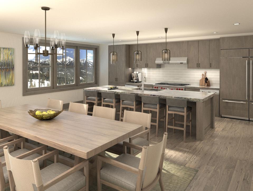 Each Montage Big Sky Residence offers well-appointed open concept kitchens including custom cabinets, stone detail and high-end appliances.