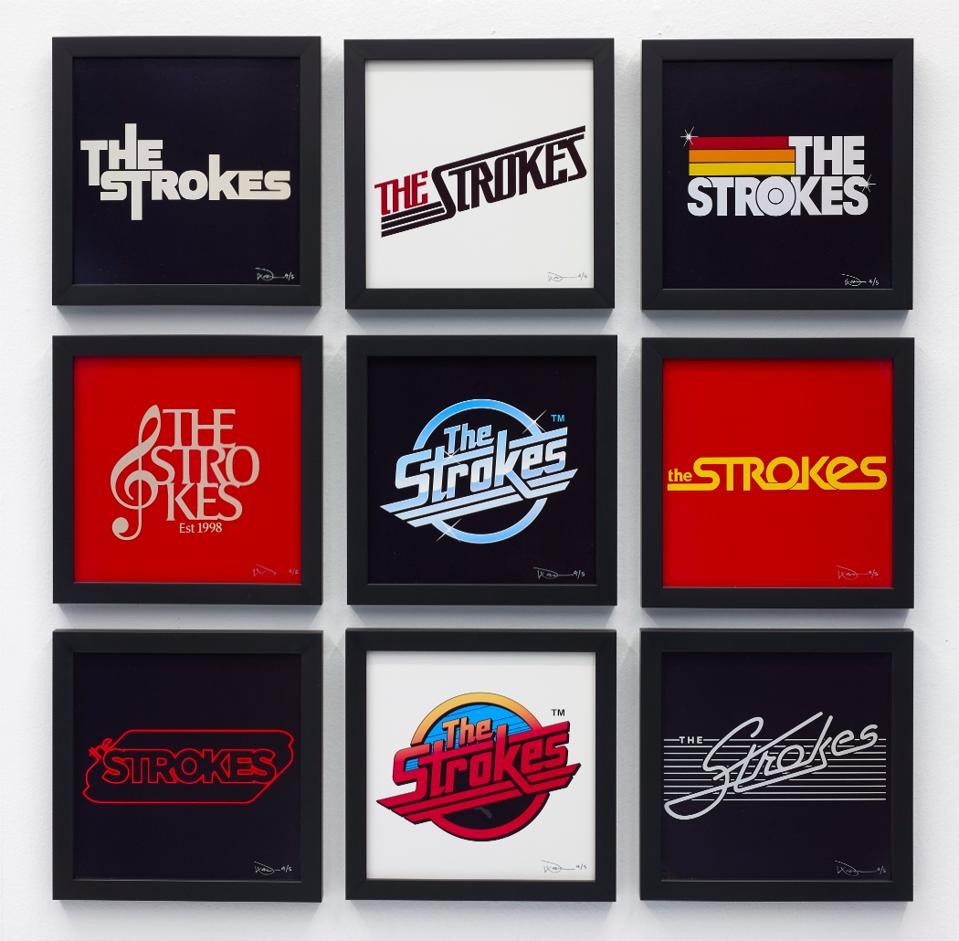 The Strokes logos by Warren Fu from 'Meet Me in the Bathroom: The Art Show.'