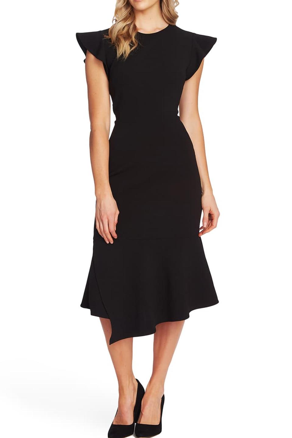 Vince Camuto Flutter Sleeve Asymmetrical Hem Dress