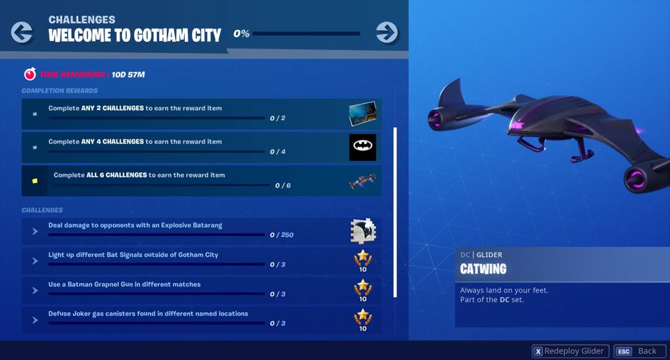 Here Are All Fortnite S Gotham City Batman Challenges And Their Rewards