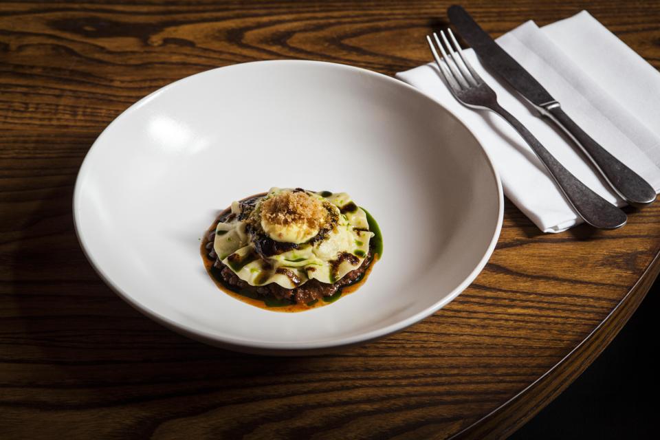 Ravioli stuffed with octopus ragu at Gezellig