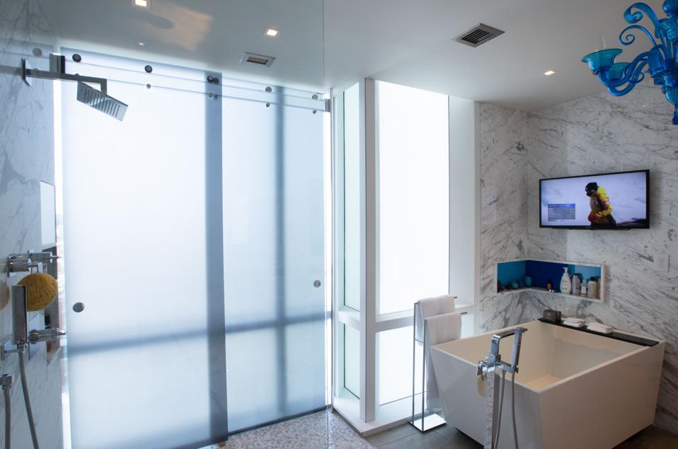 bathroom with waterproof TV