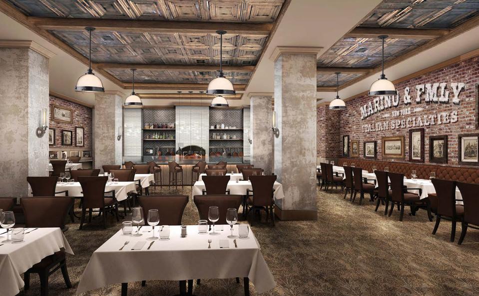 A rendering of an Italian restaurant.