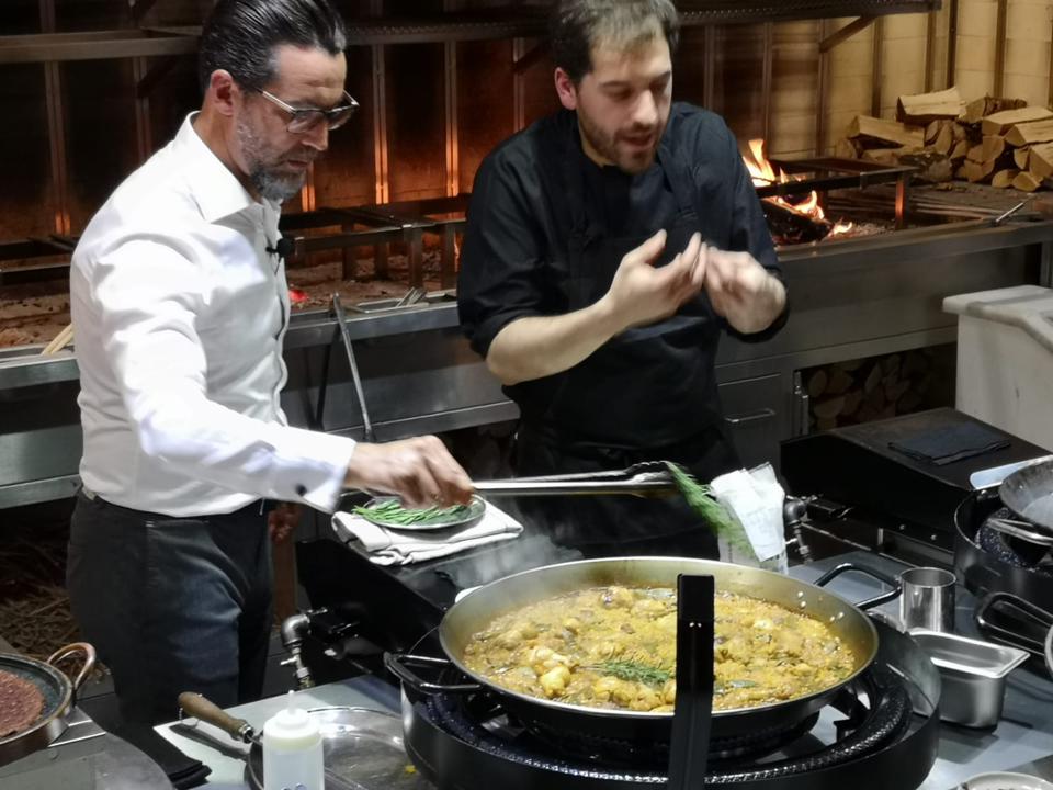 Quique Dacosta at work on World Paella Day at Arros QD, London