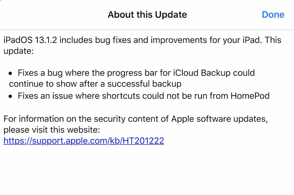 iPadOS 13.1.2